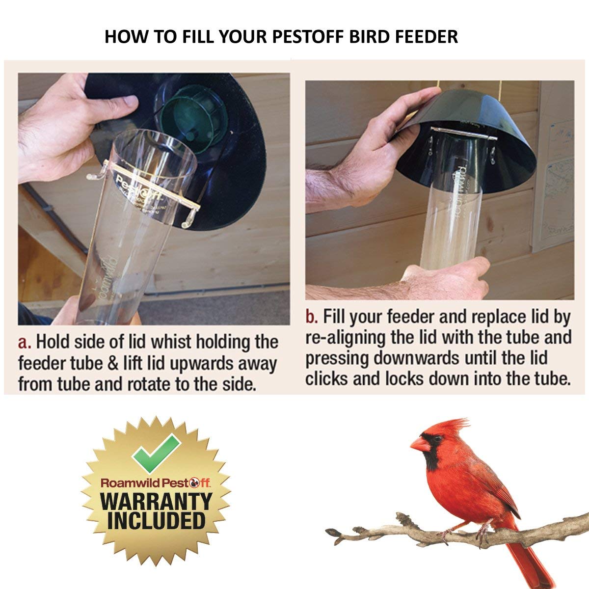 Roamwild PestOff Mixed Seed Squirrel Proof Bird Feeder, Green