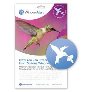 Window Alert Hummingbird Transparent Bird Strike Deterrent, 4PK