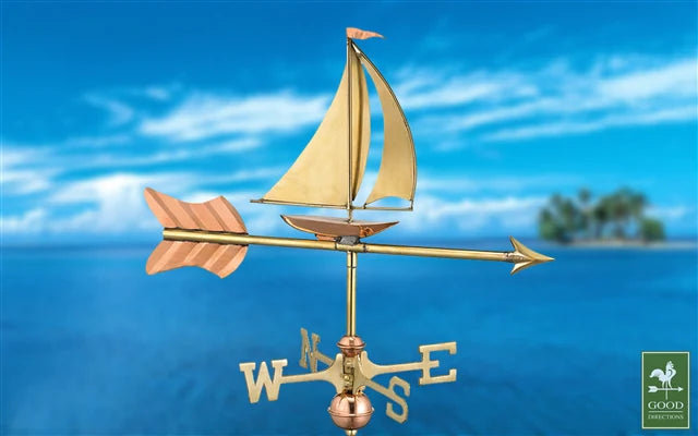 Sailboat Cottage Weathervane, Polished