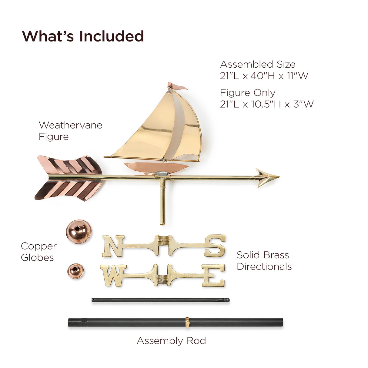 Sailboat Cottage Weathervane, Polished