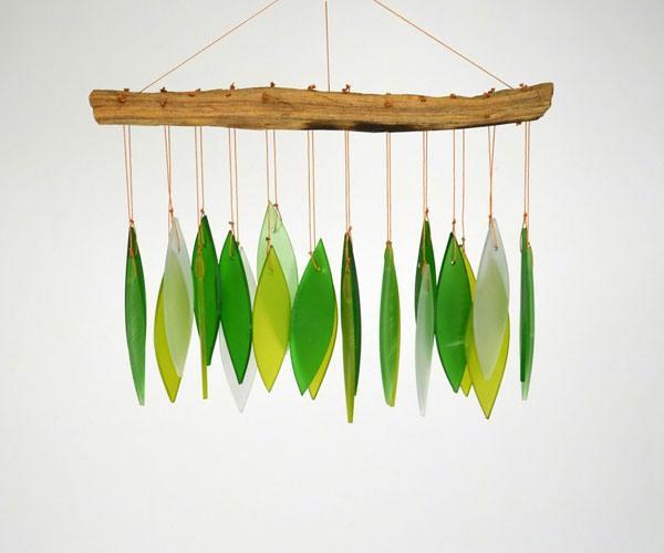 Spring Leaves & Driftwood Glass Chime
