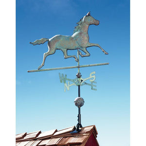 Full-Size Copper Horse Weathervane, Verdigris