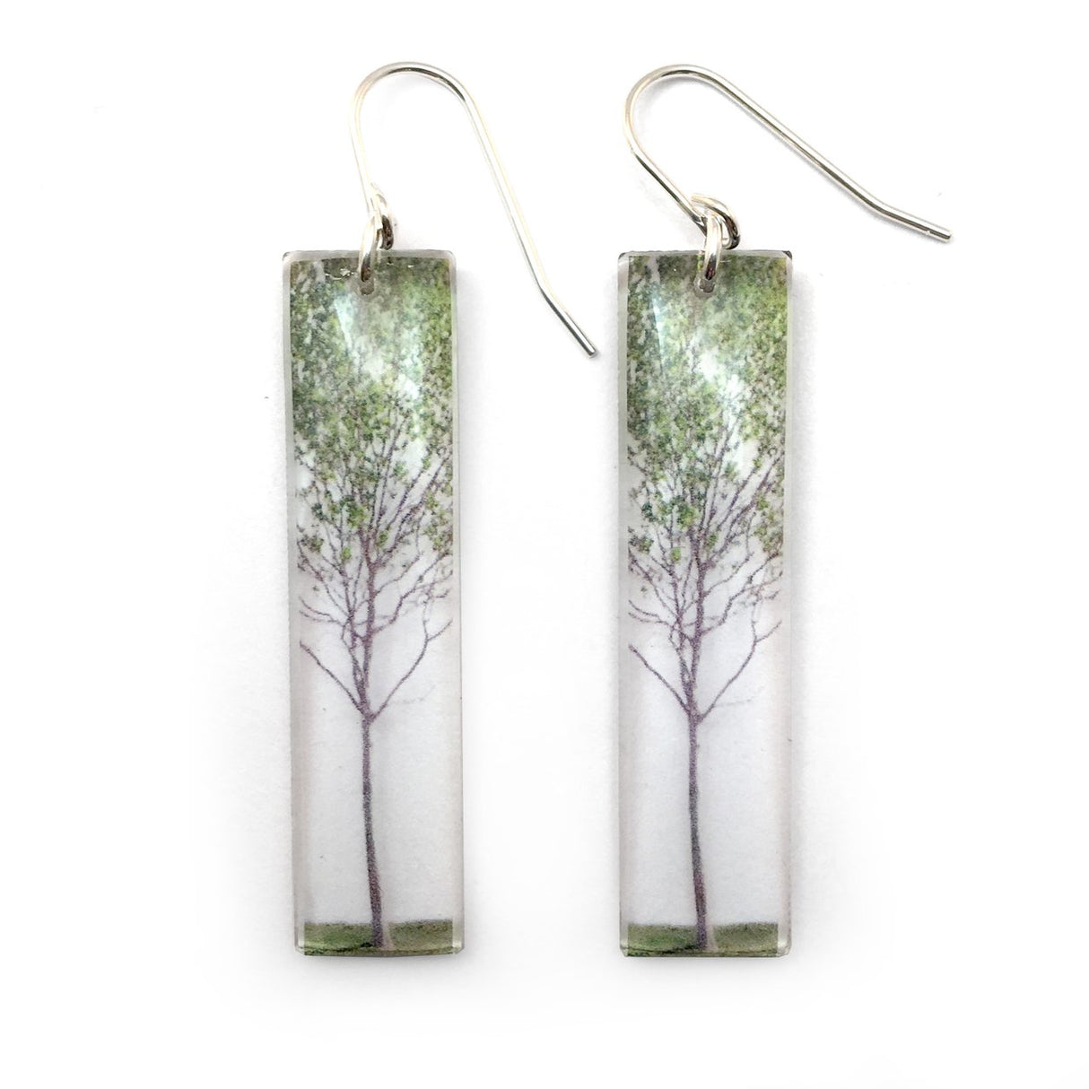Tall Green Tree Earrings