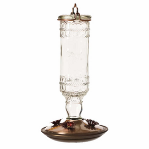 Clear Antique Bottle Glass Hummingbird Feeder, 10oz.