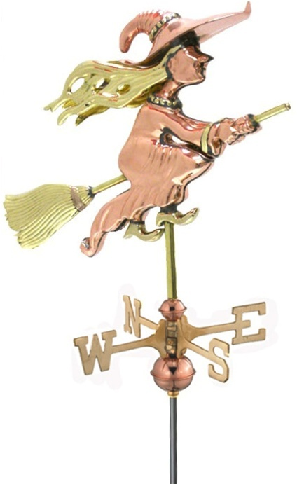 Cottage-Size Witch Weathervane, Polished