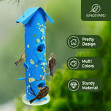 Artwork Metal Tube Bird Feeder, Blue