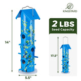 Artwork Metal Tube Bird Feeder, Blue