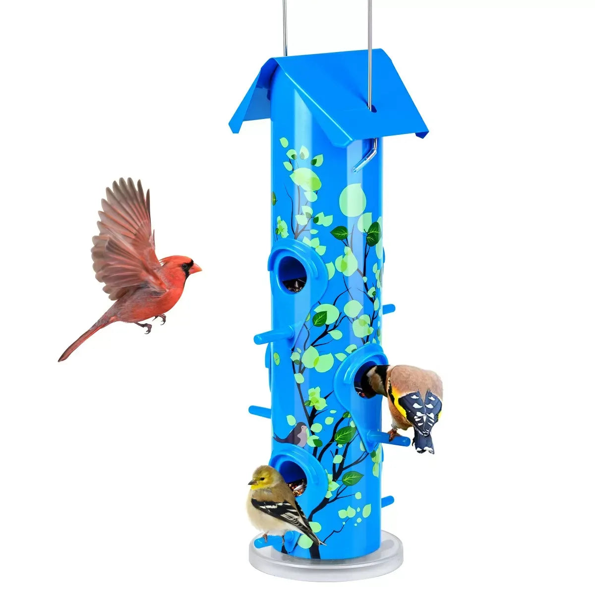 Artwork Metal Tube Bird Feeder, Blue