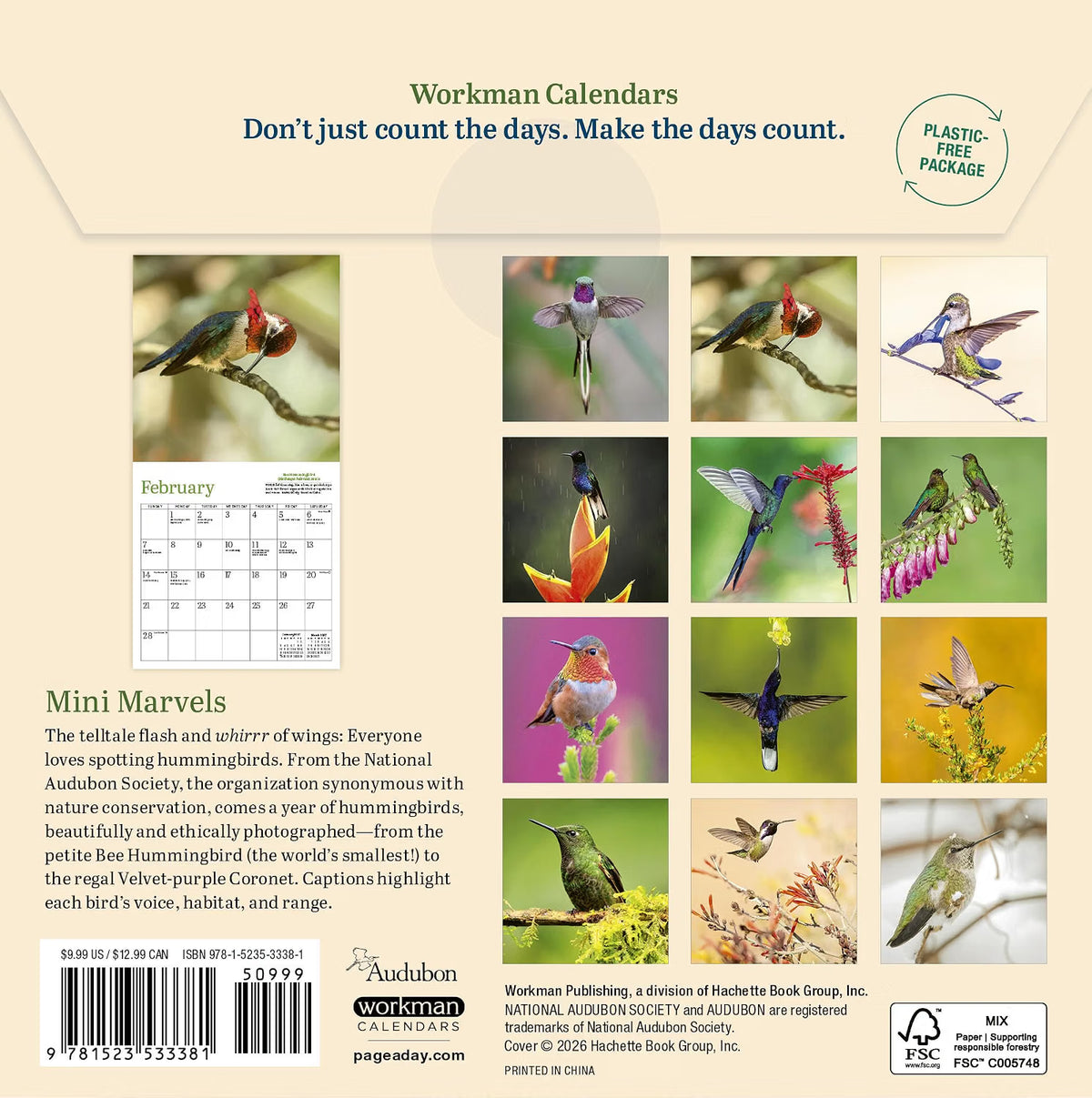 Audubon Hummingbirds Mini Wall Calendar 2027