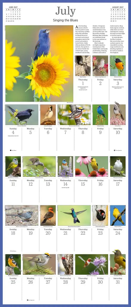 Audubon Songbirds and Other Backyard Birds Picture-A-Day Wall Calendar 2027