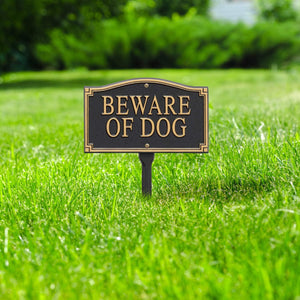 Beware of Dog Wall/Lawn Statement Marker, Black/Gold