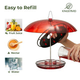 Black Hummingbird Tray Feeder with Red Weatherproof Dome & Ant Moat