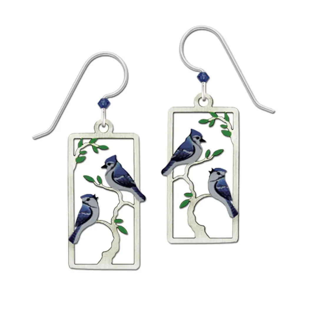 Blue Jays On Branch Earrings