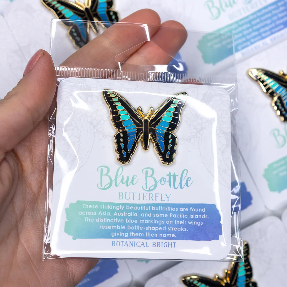 Bluebottle Butterfly Enamel Pin