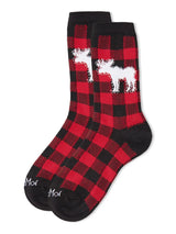 Buffalo Plaid Moose Holiday Crew Socks