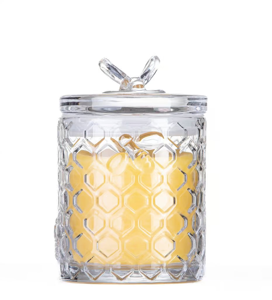 BumbleBee Glass Honeypot Candle With Bee Shaped Lid
