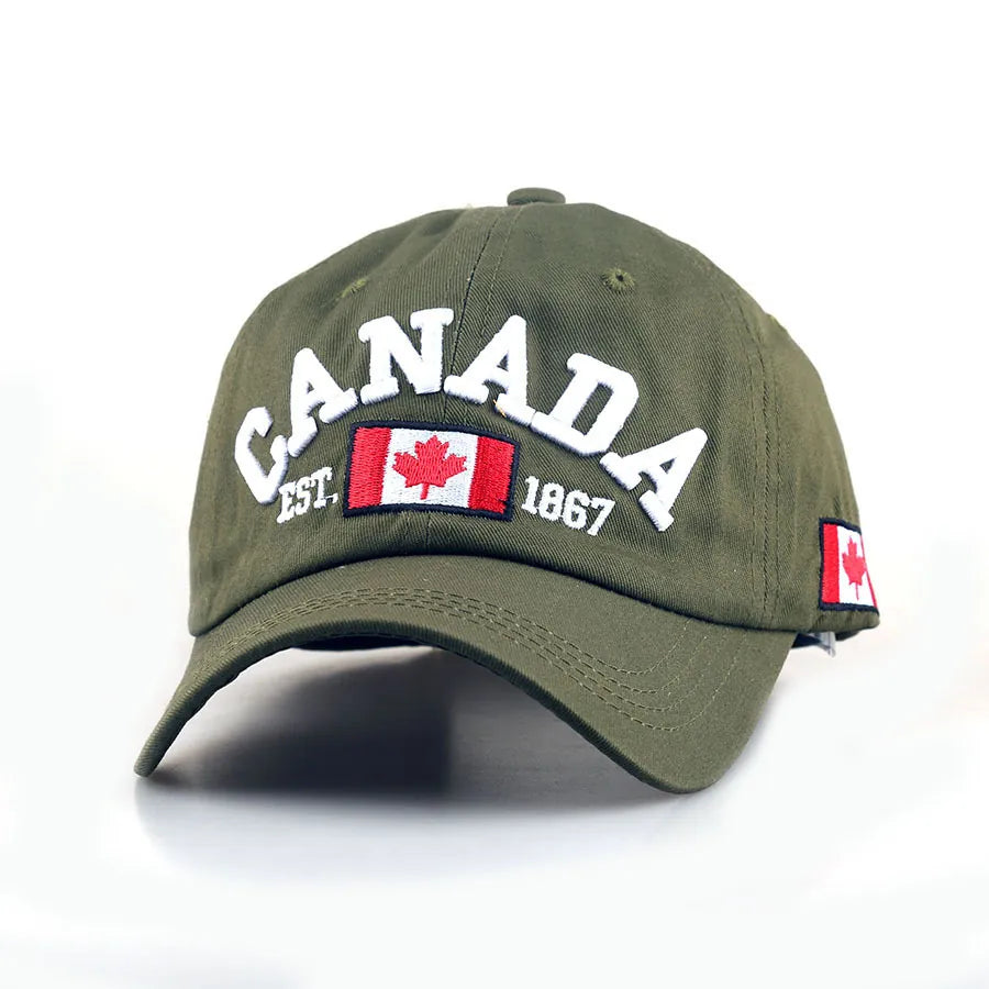 Canada Maple Leaf Baseball Cap, Army Green