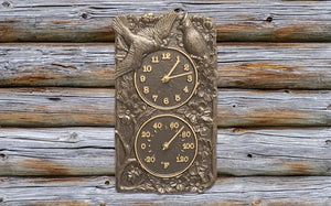 Cardinal Indoor Outdoor Wall Clock & Thermometer, French Bronze