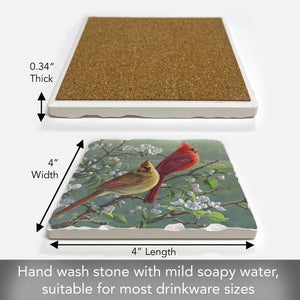 Cardinals #1 Single Absorbent Stone Tumbled Tile Coaster