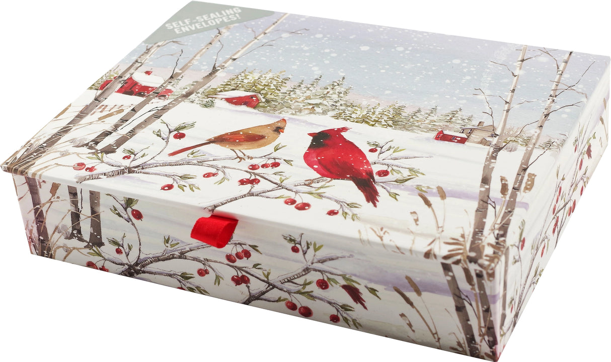 Cardinals in Winter Deluxe Boxed Holiday Cards