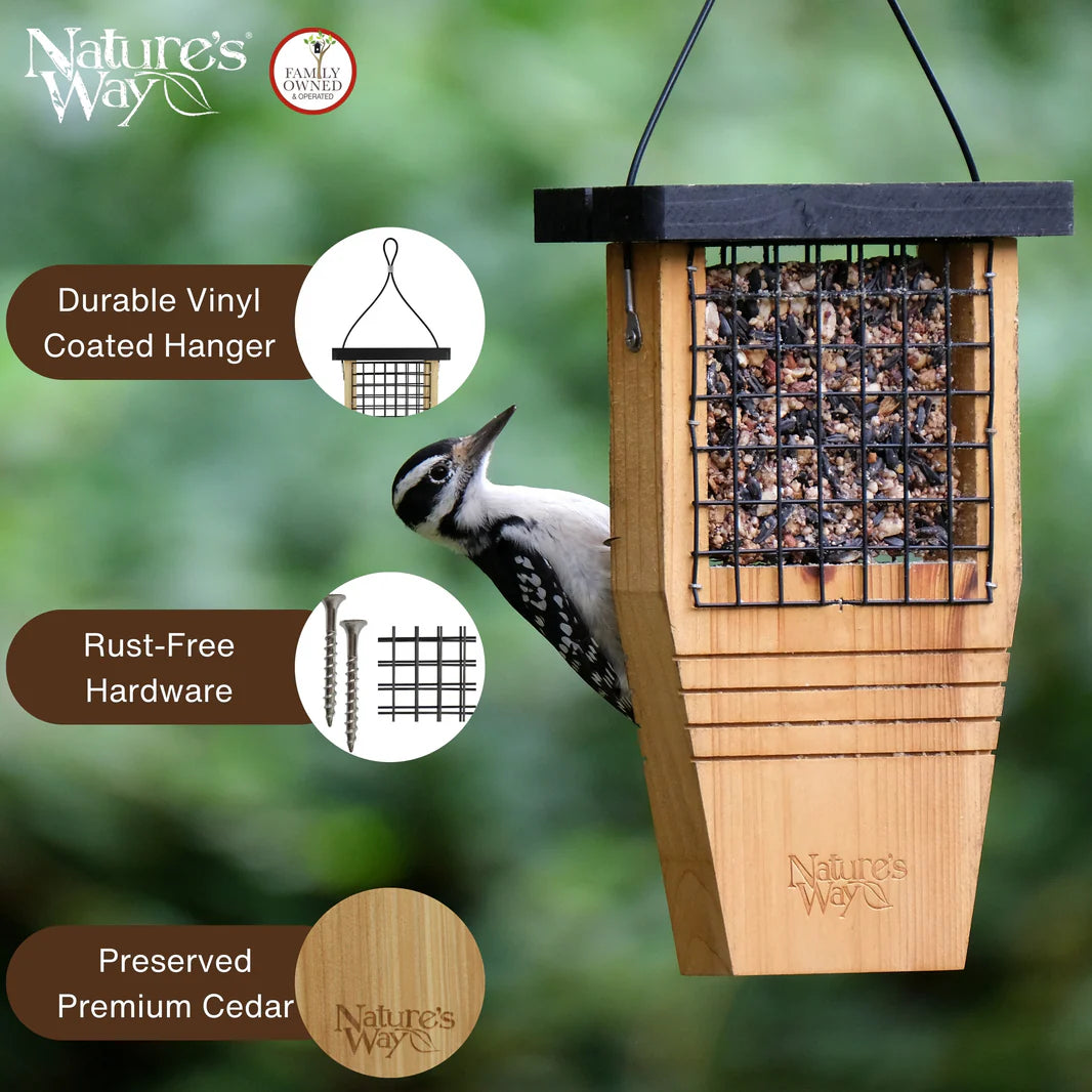 Cedar Tail-Prop Suet Feeder