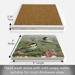 Chickadees #1 Single Absorbent Stone Tumbled Tile Coaster
