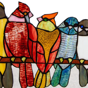 Emelia Birds Stained Glass Window Panel, 9.5 Inch (Store Pickup Only)
