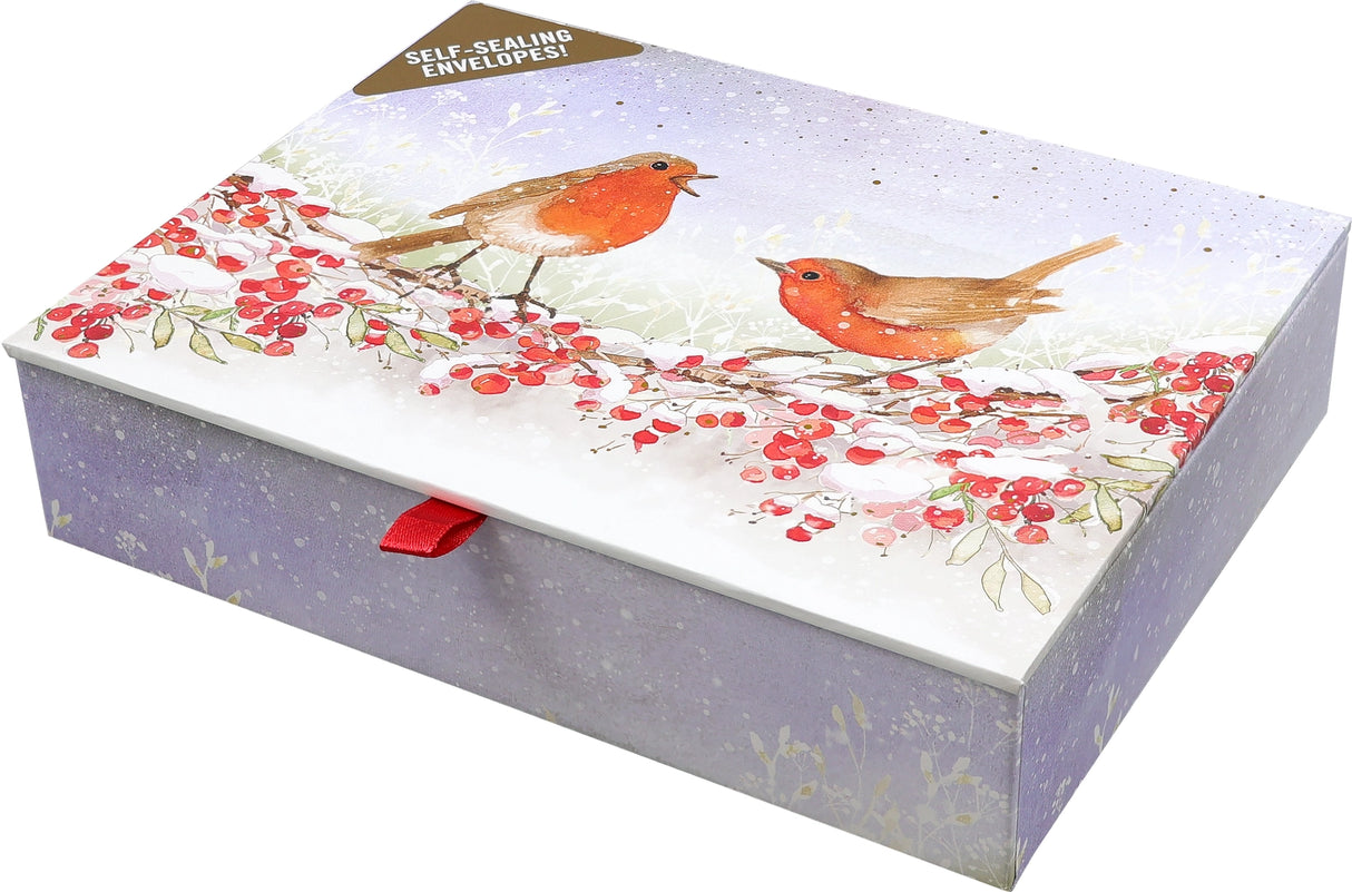 English Robins in Winter Deluxe Boxed Holiday Cards