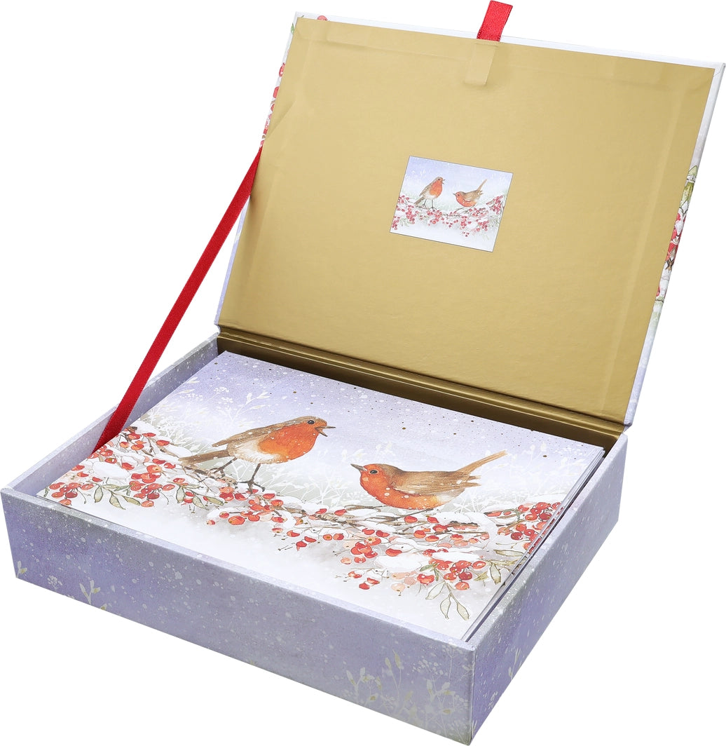 English Robins in Winter Deluxe Boxed Holiday Cards
