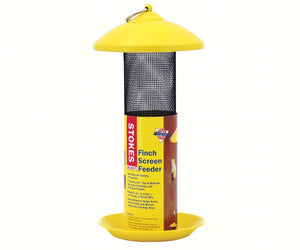 Finch Screen Bird Feeder with Metal Roof, Yellow