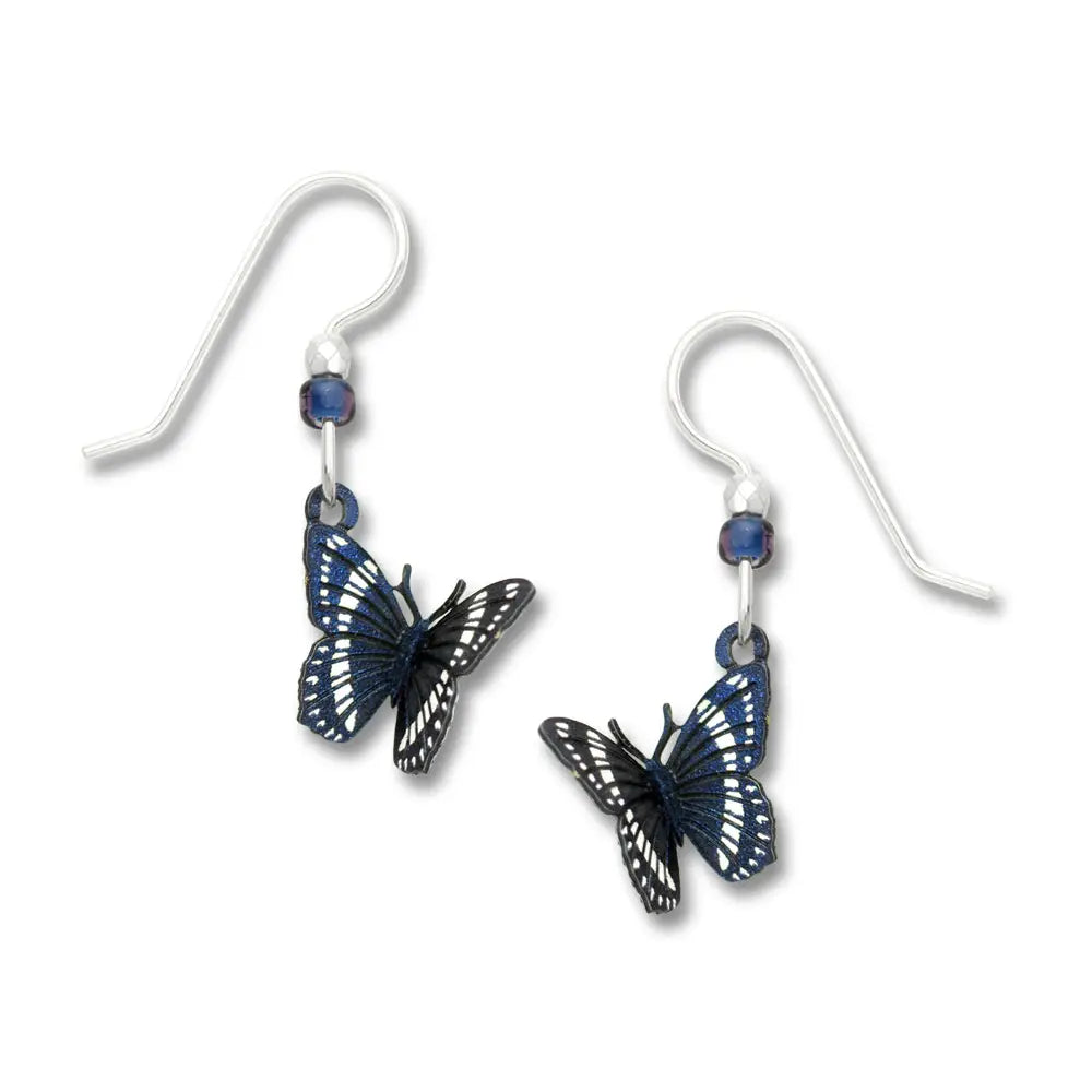 Folded Butterfly Dark Blue Earrings