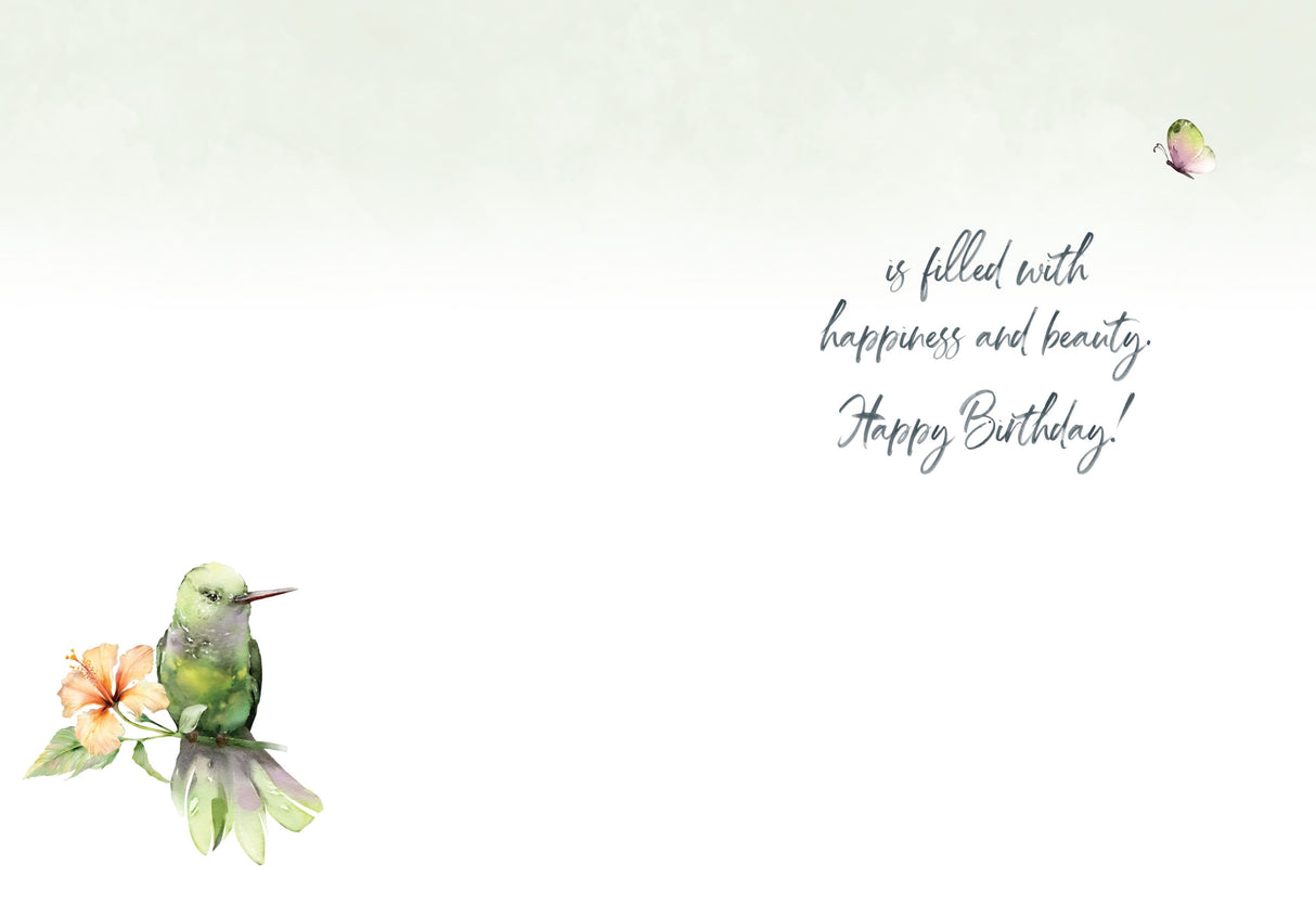 Hibiscus Hummingbird Birthday Card