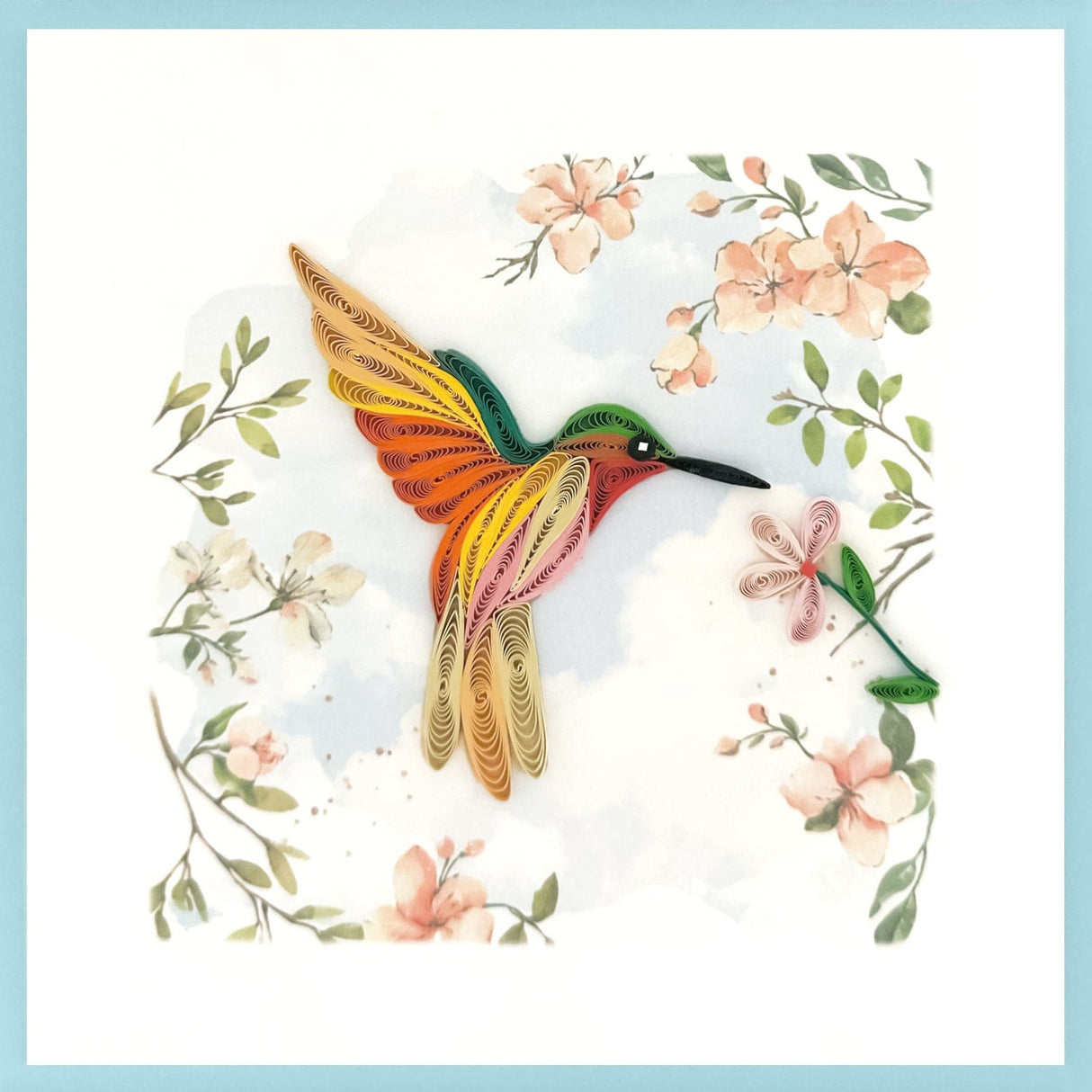 Hummingbird Blossoms Blank Card