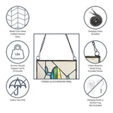 Hummingbird and Hibiscus Stained Glass Window Panel, 10-Inch Height (Store Pickup Only)