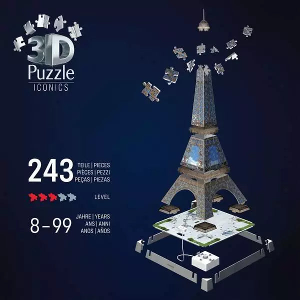 Iconics 3D Eiffel Tower Night Edition, 216pc Jigsaw Puzzle