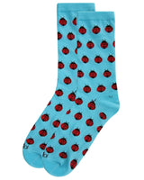 Ladybug Memoi Crew Socks, Turquoise
