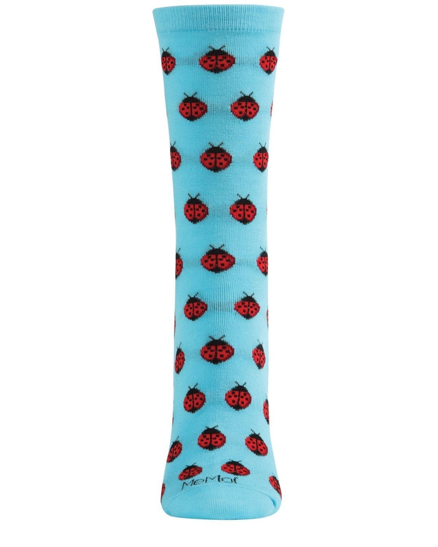 Ladybug Memoi Crew Socks, Turquoise