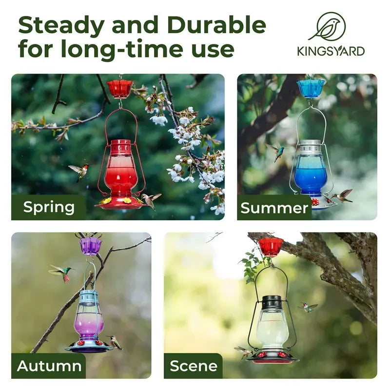 Lamp-shaped Glass Hummingbird Feeder With Moat
