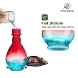 Leak Proof Glass Hummingbird Feeder with Ant Moat, 24oz, Red and Blue