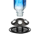 Leak Proof Glass Hummingbird Feeder with Ant Moat and Six Feeding Ports, Blue, 24oz
