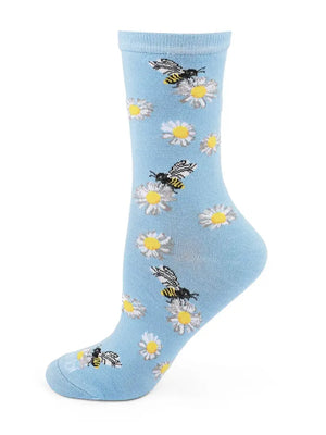 Memoi Daisy Bees Bamboo Crew Socks