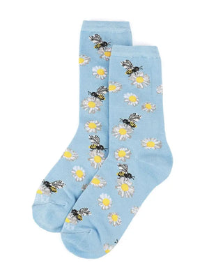 Memoi Daisy Bees Bamboo Crew Socks