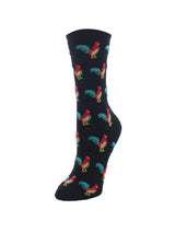 Memoi Early Bird Rooster Bamboo Crew Novelty Socks