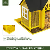 Metal Farmhouse Style Bird Feeder with Large Tray, Yellow