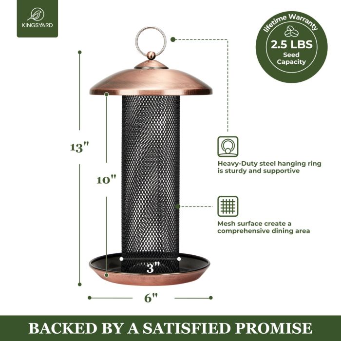 Metal Mesh Finch Feeder, Antique Copper