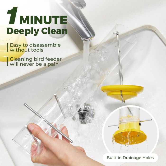 Metal Thistle Tube Bird Feeder, Yellow