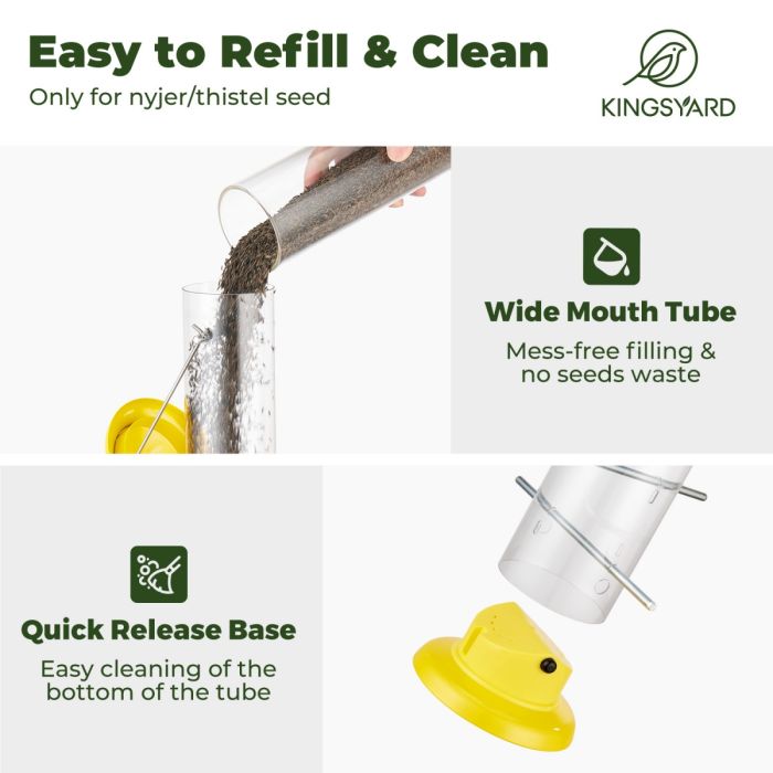 Metal Thistle Tube Bird Feeder, Yellow