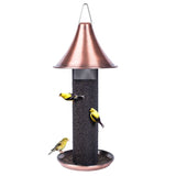 Metal Tube Hanging Bird Feeder With Copper Roof