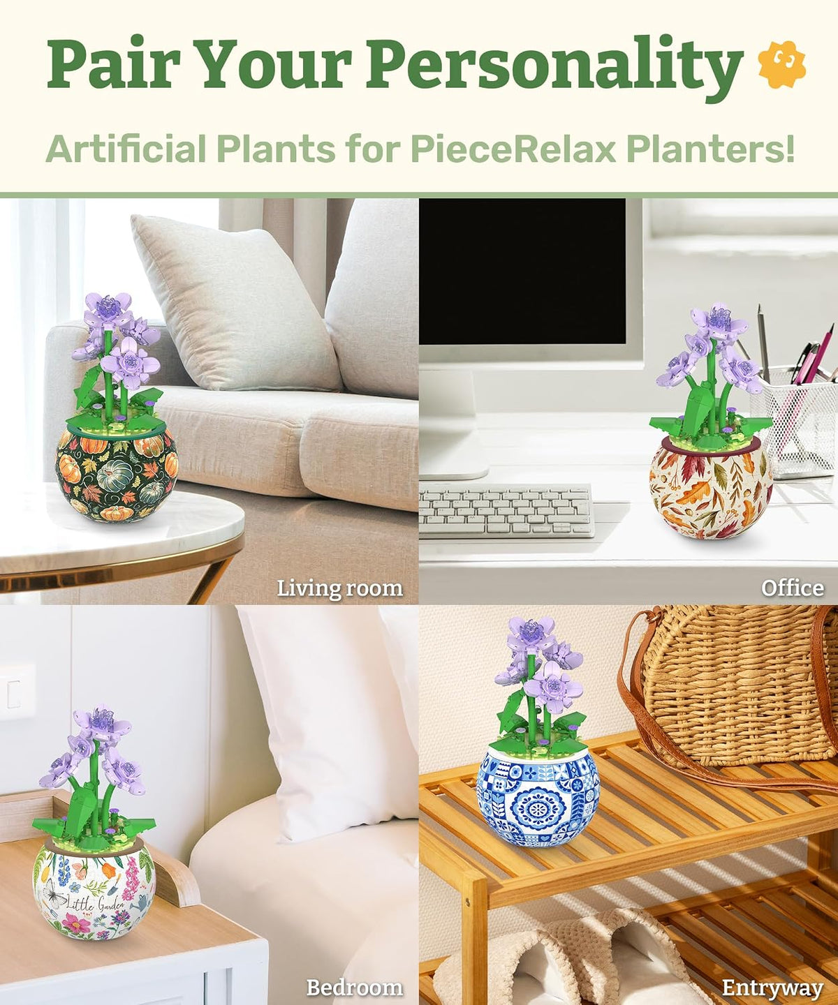 Mini Bricks Violet Potted Plant