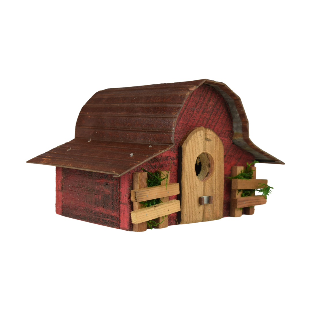 Natural Wood Handmade Birdhouse, #23 Red